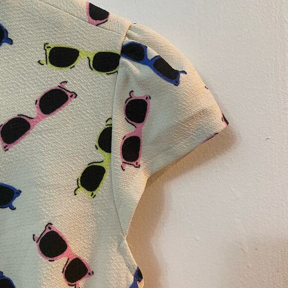SALE!! cute sunglass print dress women's size 1 open back retro pop - Picture 4 of 7